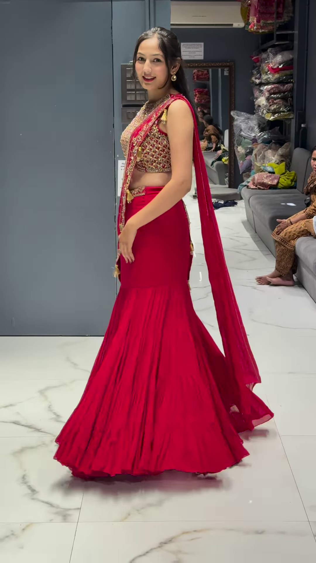 Women’s Regal Red Embroidered Lehenga Choli with Dupatta – Festive & Bridal Ethnic Wear