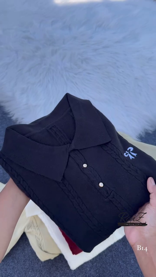 Cable-Knit Polo Sweater Top β Chic, Soft and Effortlessly Elegant β¨π§Ά