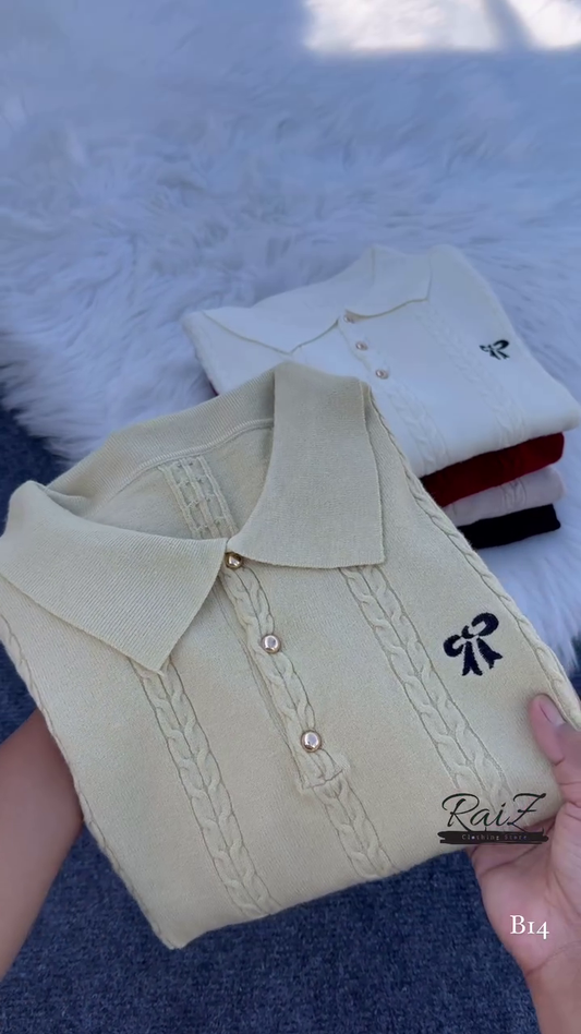 Cable-Knit Polo Sweater Top β Chic, Soft and Effortlessly Elegant β¨π§Ά