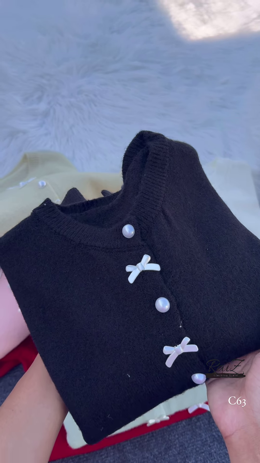Pearl Bow Cardigan – Soft, Elegant, and Sweetly Feminine ✨🎀