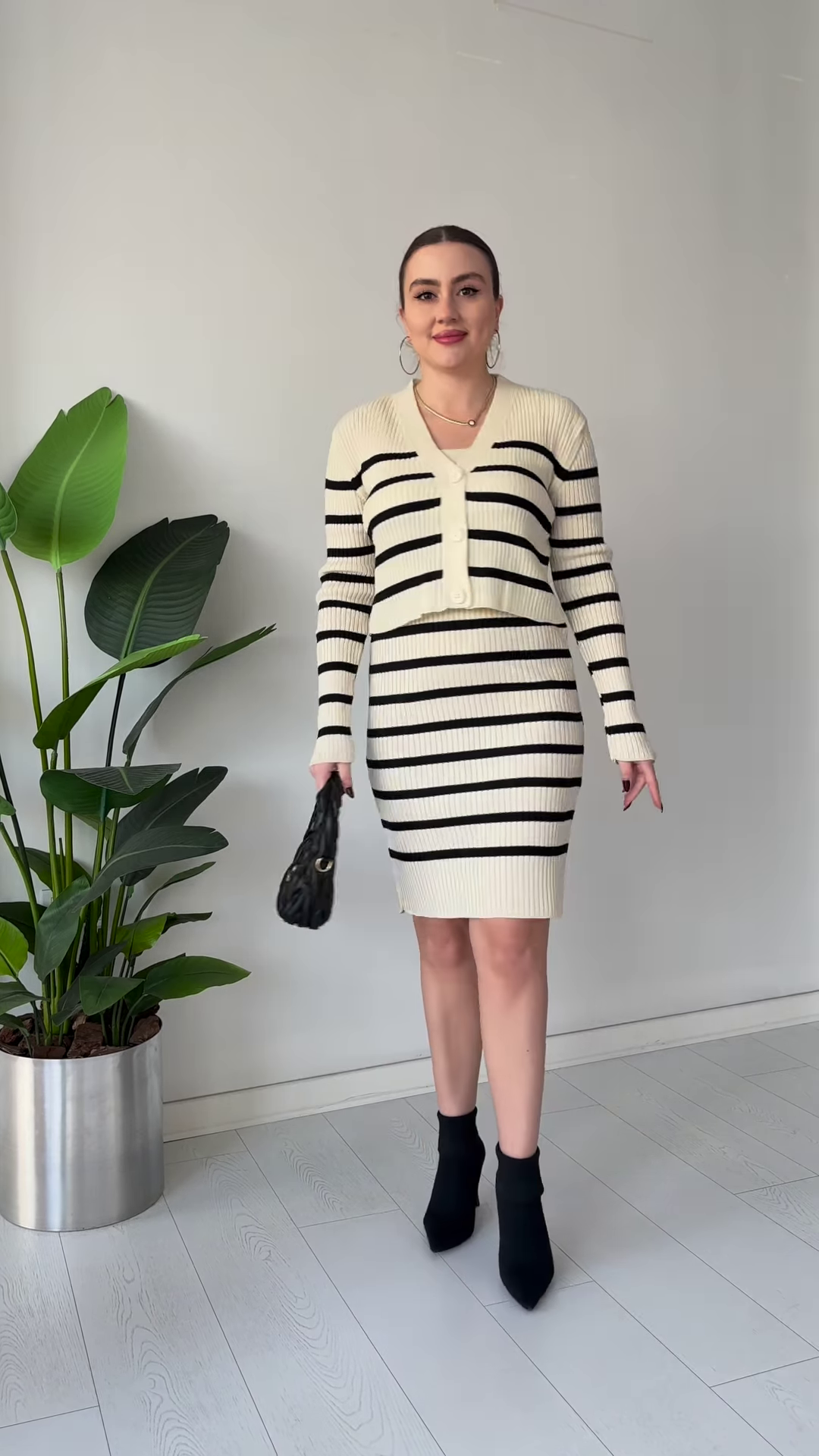 Striped Knit Co‑ord Dress Set – Chic, Stretchy, and Ready to Dress Up or Down