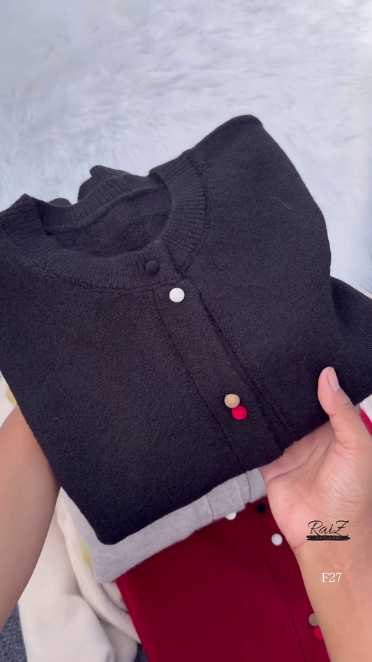 Colorful Buttoned Sweater Collection ๐งถ Available in Red, Beige, Yellow, Gray & Black