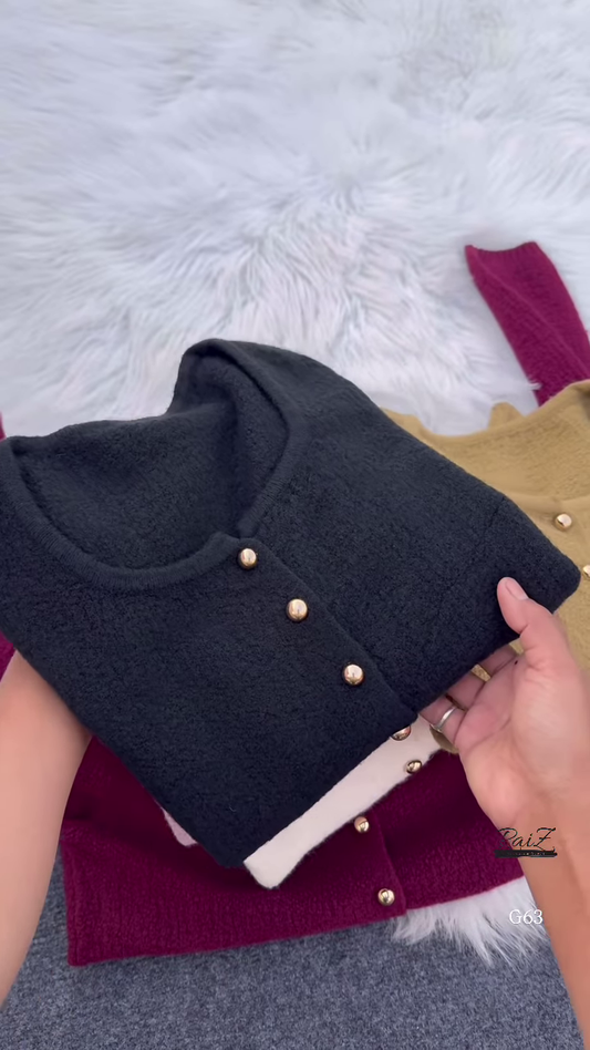 Classic Buttoned Knit Cardigans 🧶 Available in Mustard, Black, Burgundy, Lavender & White