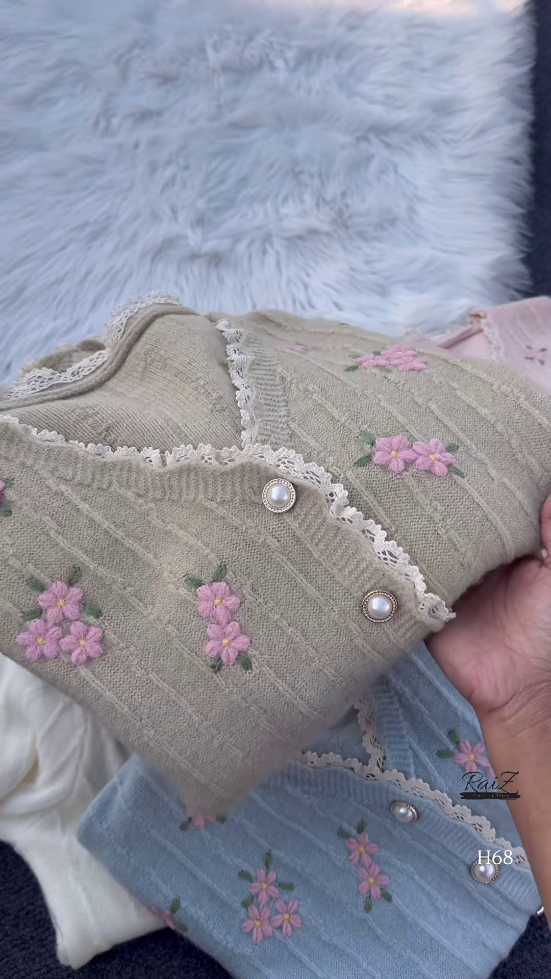 Lace-Trimmed Floral Embroidered Cardigans 🌷 Available in Pink, White & Brown