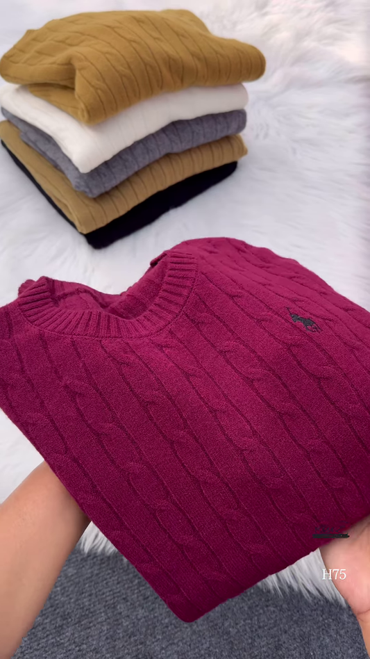 Cable-Knit Embroidered Sweaters π§₯ Available in Black, Beige, White, Gray, Mustard & Burgundy