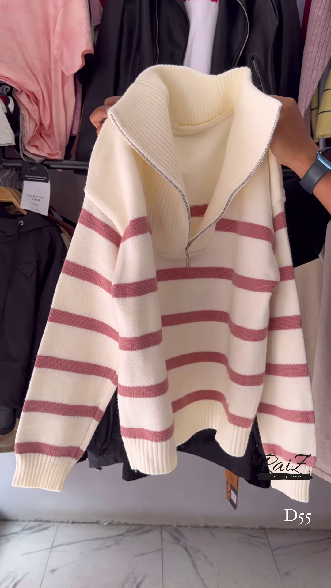 Half-Zip Striped Knit Sweaters 🧶⛷ With High Collar – Red, White & Blue Variants