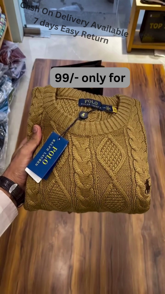 Cable-Knit Sweater Collection π§Άπ With Folded Display β Black, Mustard, Maroon & Brown Variants
