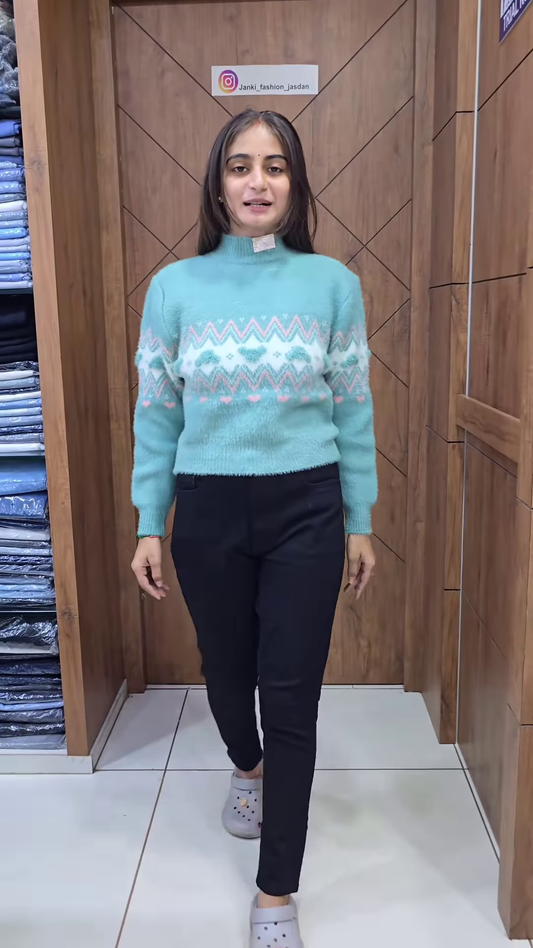 Graphic Pattern Knit Sweaters π§Άπ With Heart & Geometric Motifs β Pink & Blue Variants