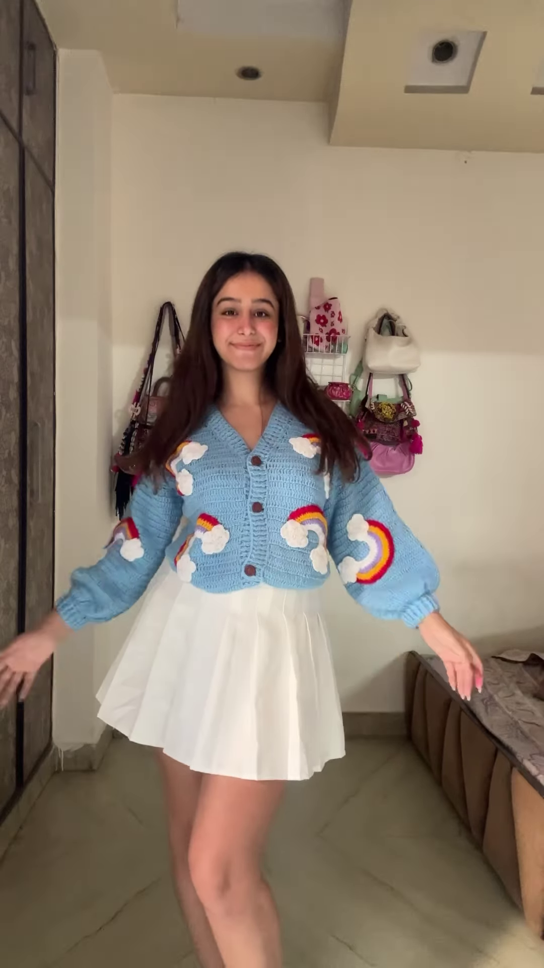 Playful Embroidered Knit Cardigans 🧶🌈🍒 – Cherry, Rainbow & Floral Variants