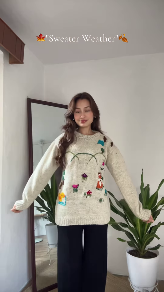 Seasonal Knit Sweater Trio 🍁🧥 – Floral, Minimal & Geometric Styles in Pink, Green & Cream Variants