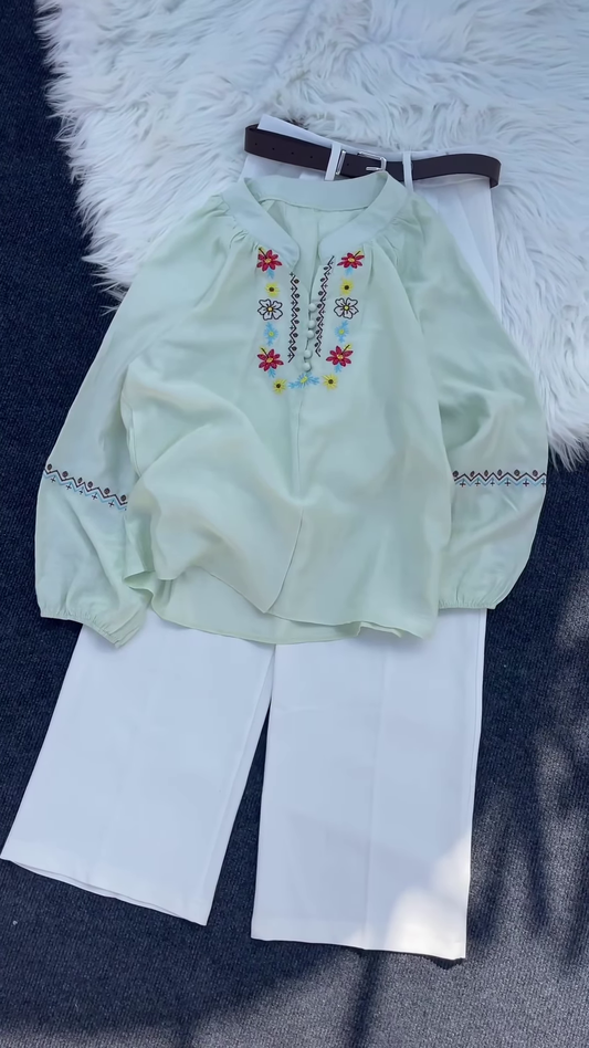 Multicolor Floral Embroidered Shirt Collection β Casual Ethnic Tops for Women