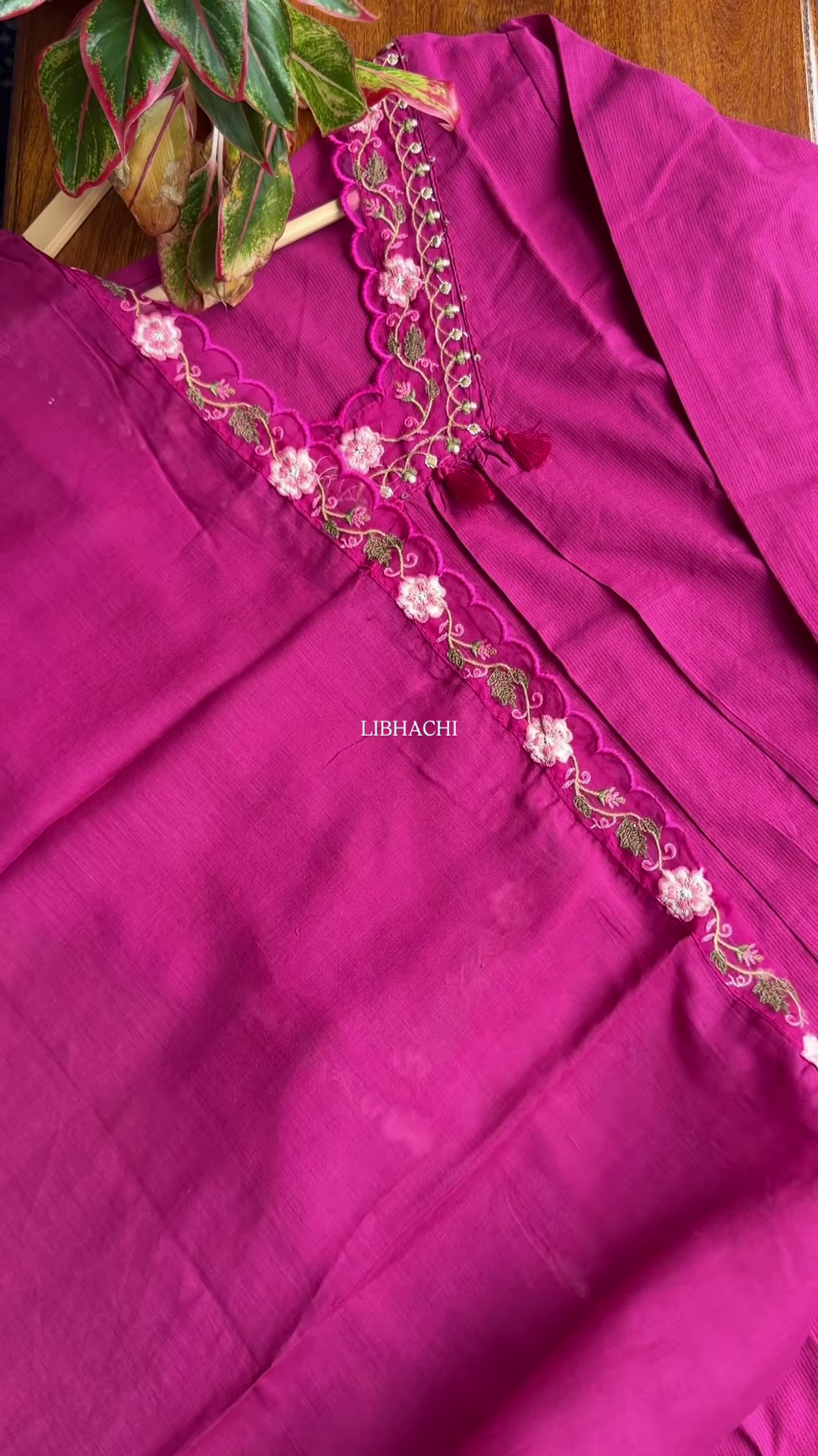 Green Pleated Kurta with Pink Floral Embroidery – Festive Ethnicwear for Women