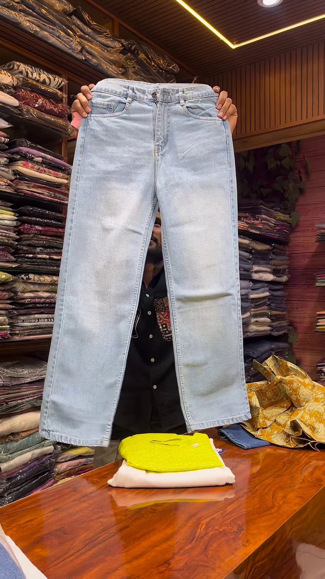 White Long-Sleeve Floral Printed Shirt with Green and Blue Motifs for Women