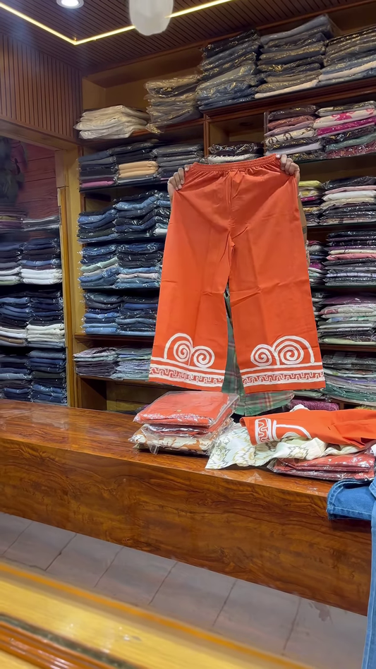 Orange Sleeveless V-Neck Vest with White Embroidered Edges and Button Closure