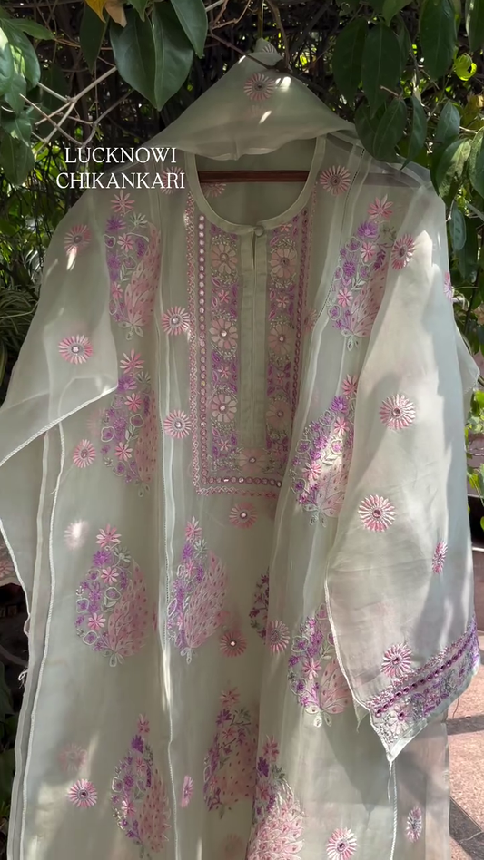 Elegant Chikankari Kurta with Mirror Work