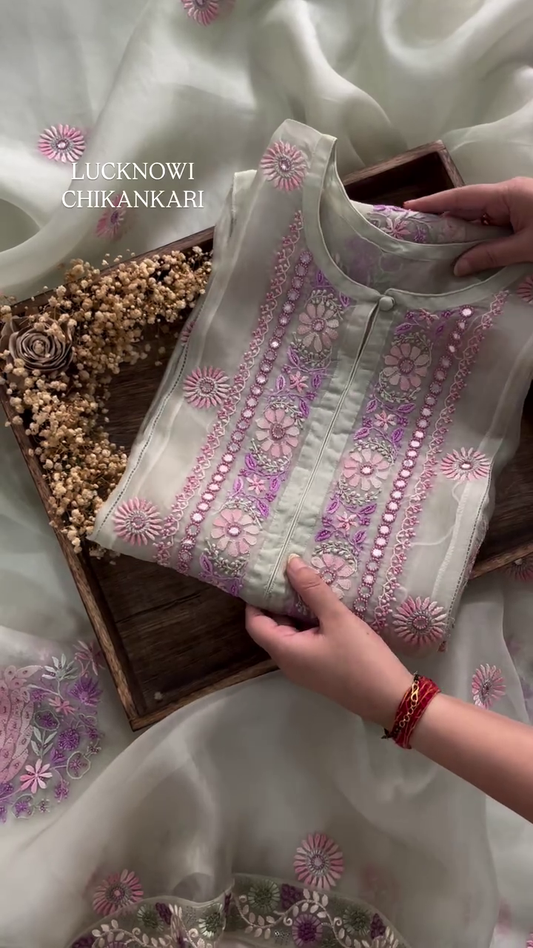 Elegant Chikankari Kurta with Mirror Work