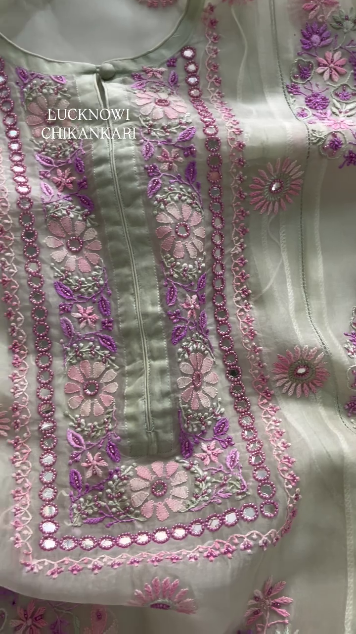 Elegant Chikankari Kurta with Mirror Work