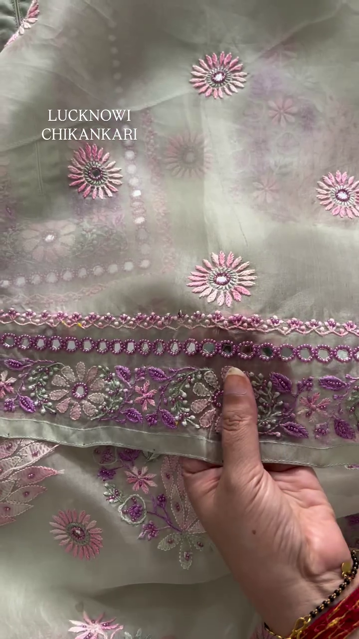 Elegant Chikankari Kurta with Mirror Work