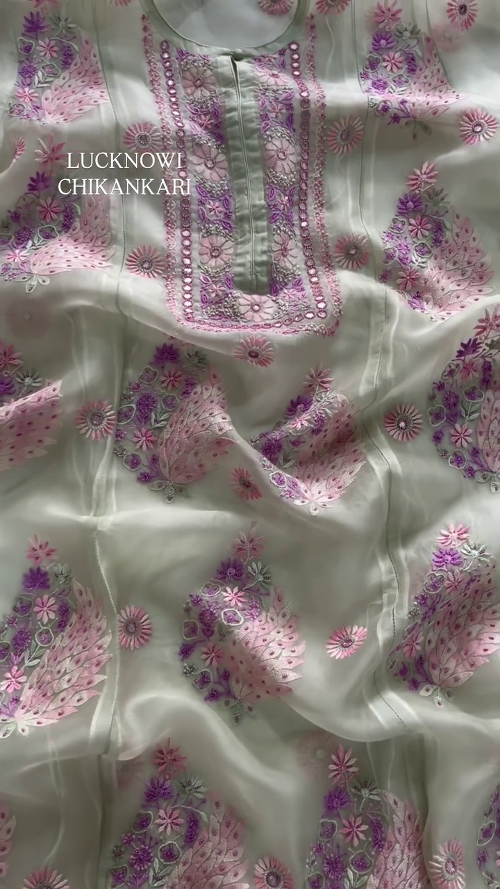 Elegant Chikankari Kurta with Mirror Work