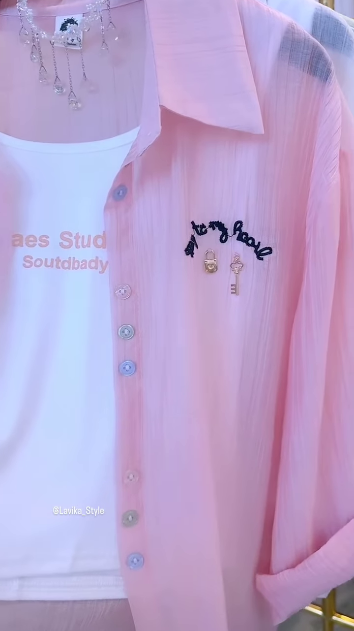Effortless Pink Sheer Button-Down Shirt Set