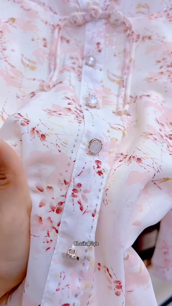 Delicate Floral Sheer Blouse with Front Tie Detail