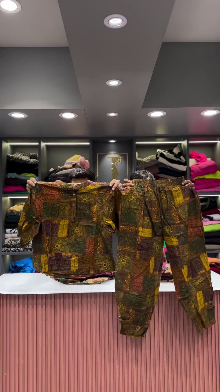 Artistic Abstract Patchwork Print Shirt and Pants Set