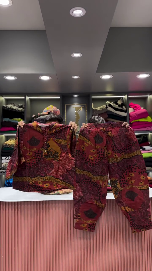 Artistic Abstract Patchwork Print Shirt and Pants Set