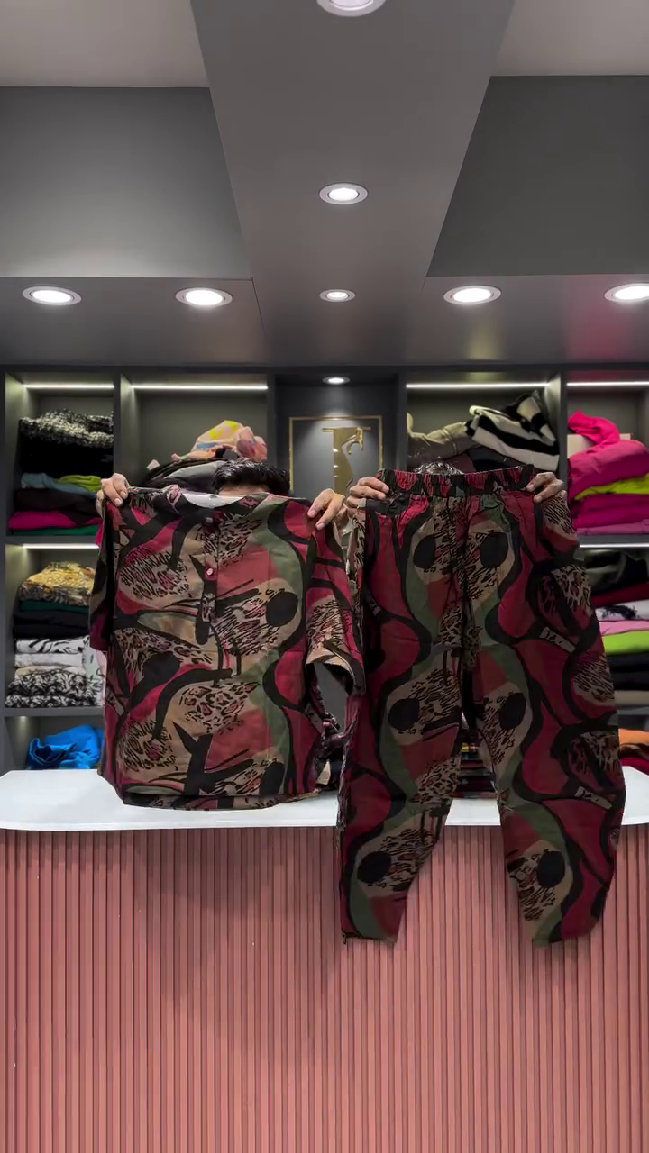Artistic Abstract Patchwork Print Shirt and Pants Set