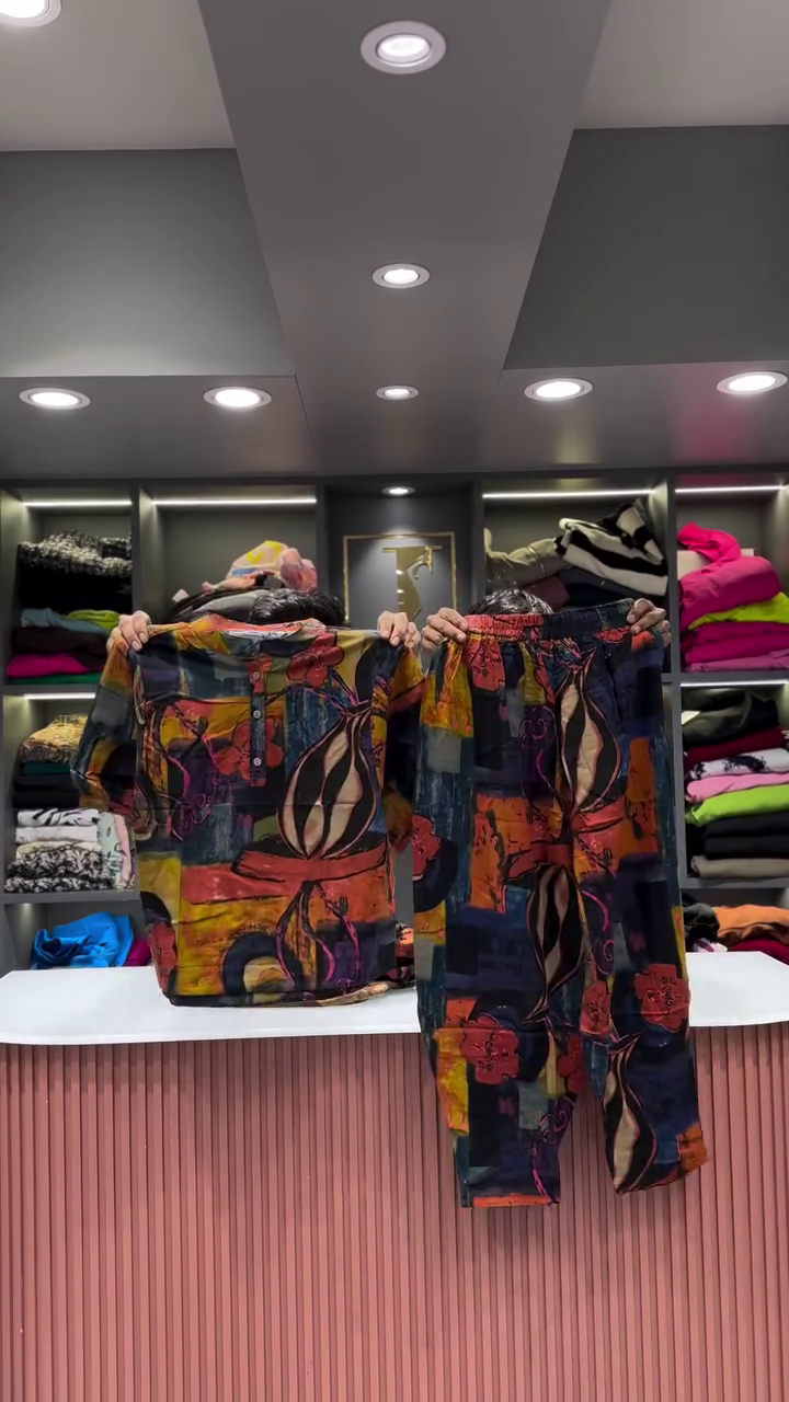 Artistic Abstract Patchwork Print Shirt and Pants Set
