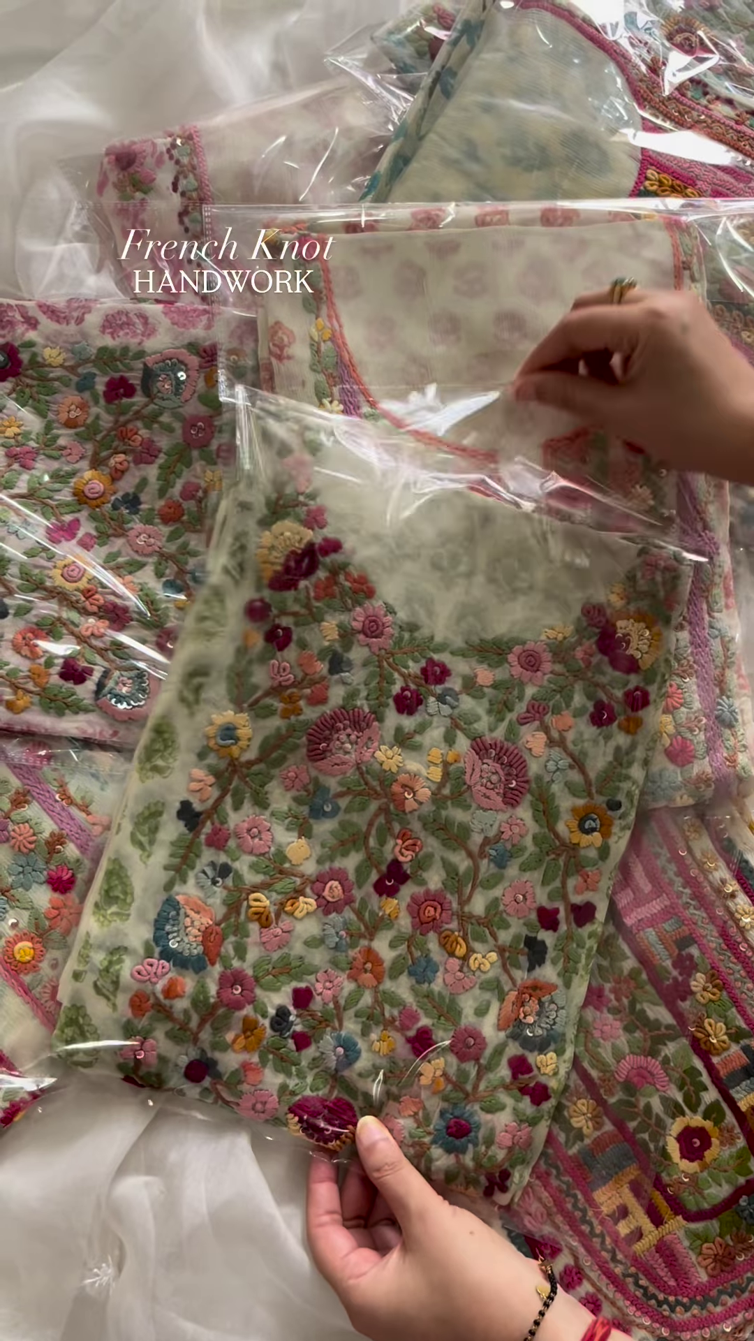 Handcrafted Floral Embroidered Kurta with French Knot Work