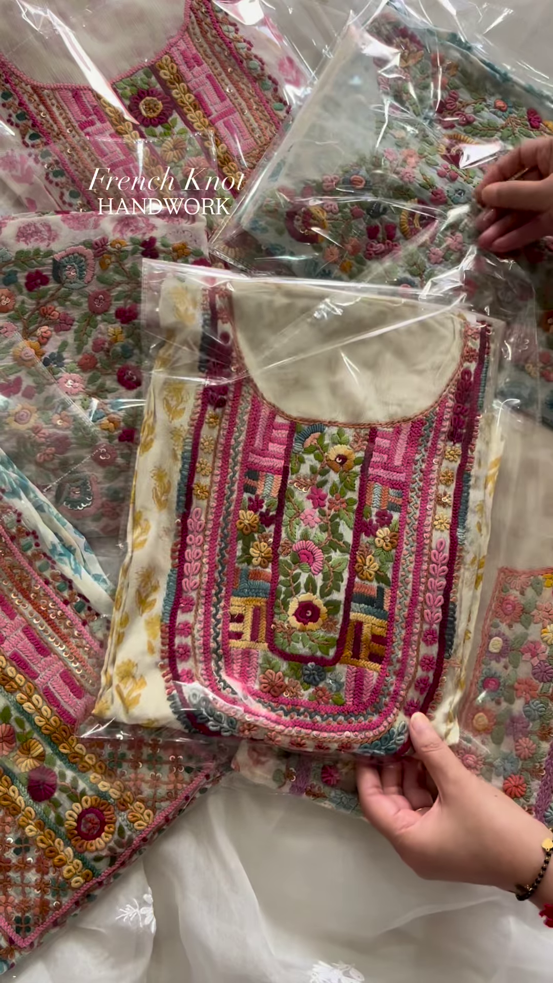 Handcrafted Floral Embroidered Kurta with French Knot Work