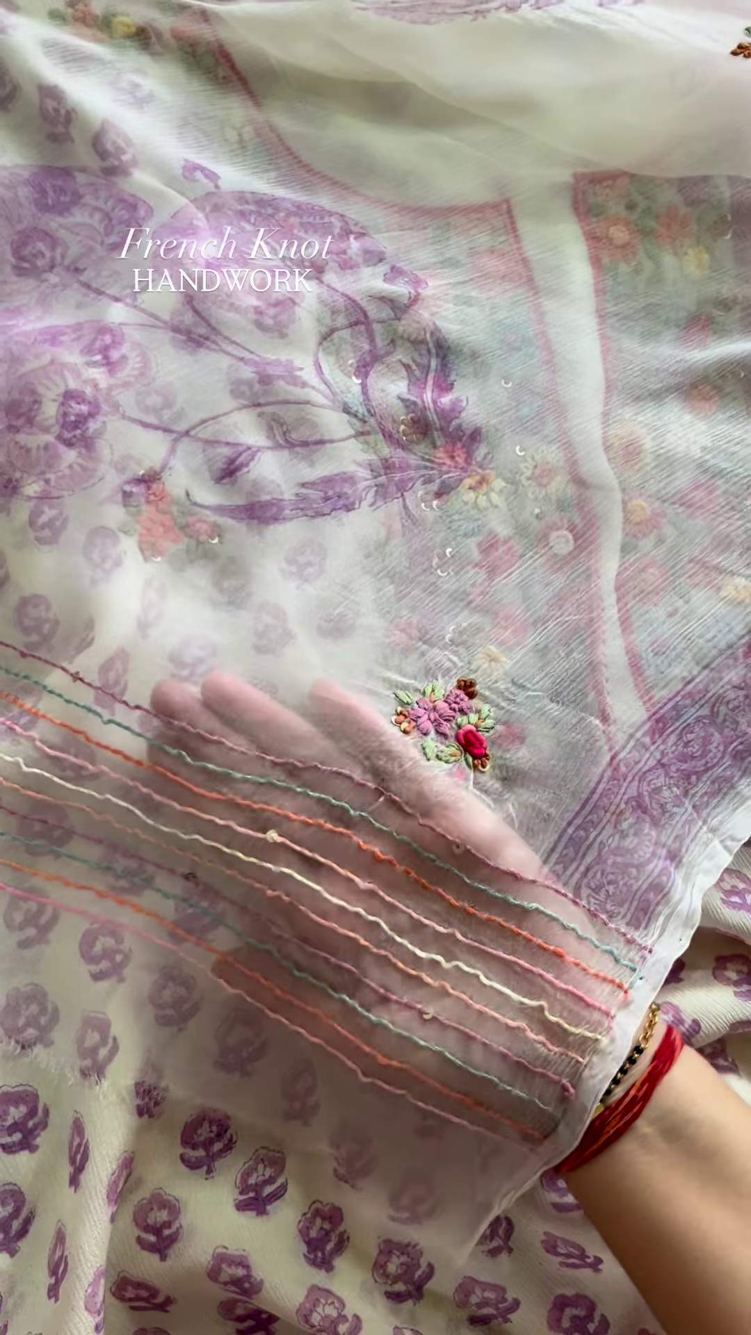 Handcrafted Floral Embroidered Kurta with French Knot Work