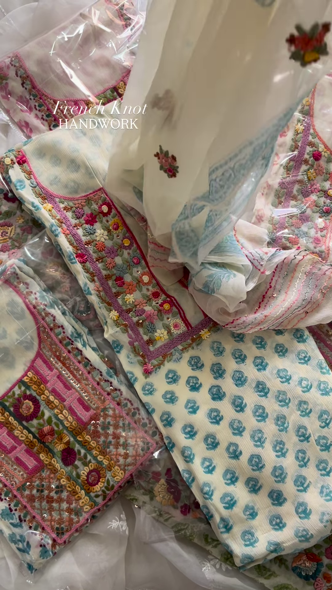 Handcrafted Floral Embroidered Kurta with French Knot Work