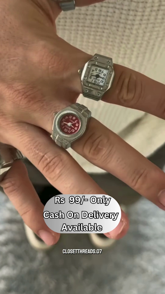 Vintage-Inspired Mini Watch Rings – Dual Design Statement Piece