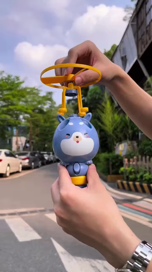 Flying Bubble Launcher Toy โ Cute Animal Design with Rotating Propeller