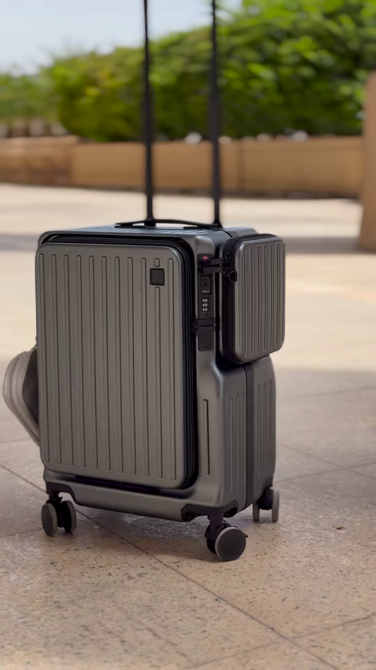 Expandable Carry-On Suitcase with Detachable Compartment and Spinner Wheels