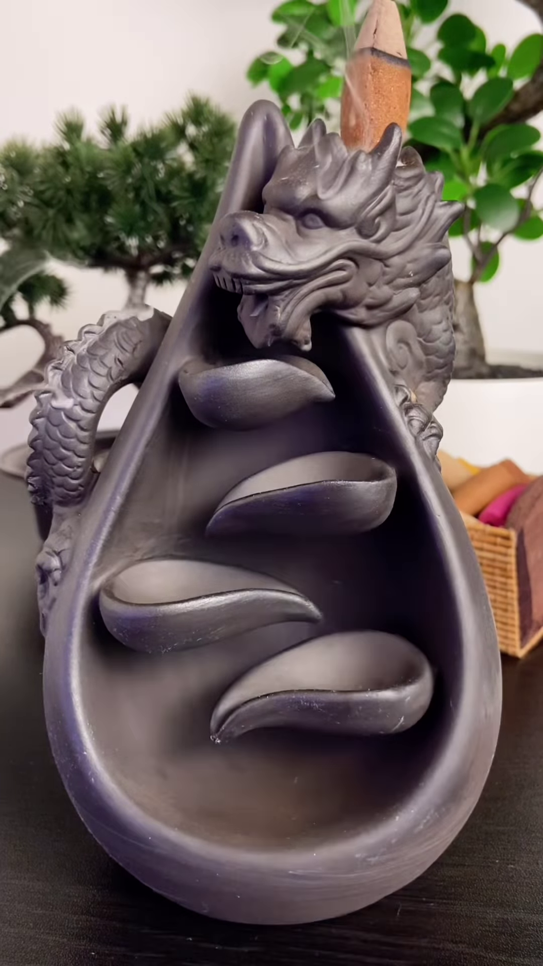 Mystical Dragon Backflow Incense Burner with Waterfall Smoke Effect