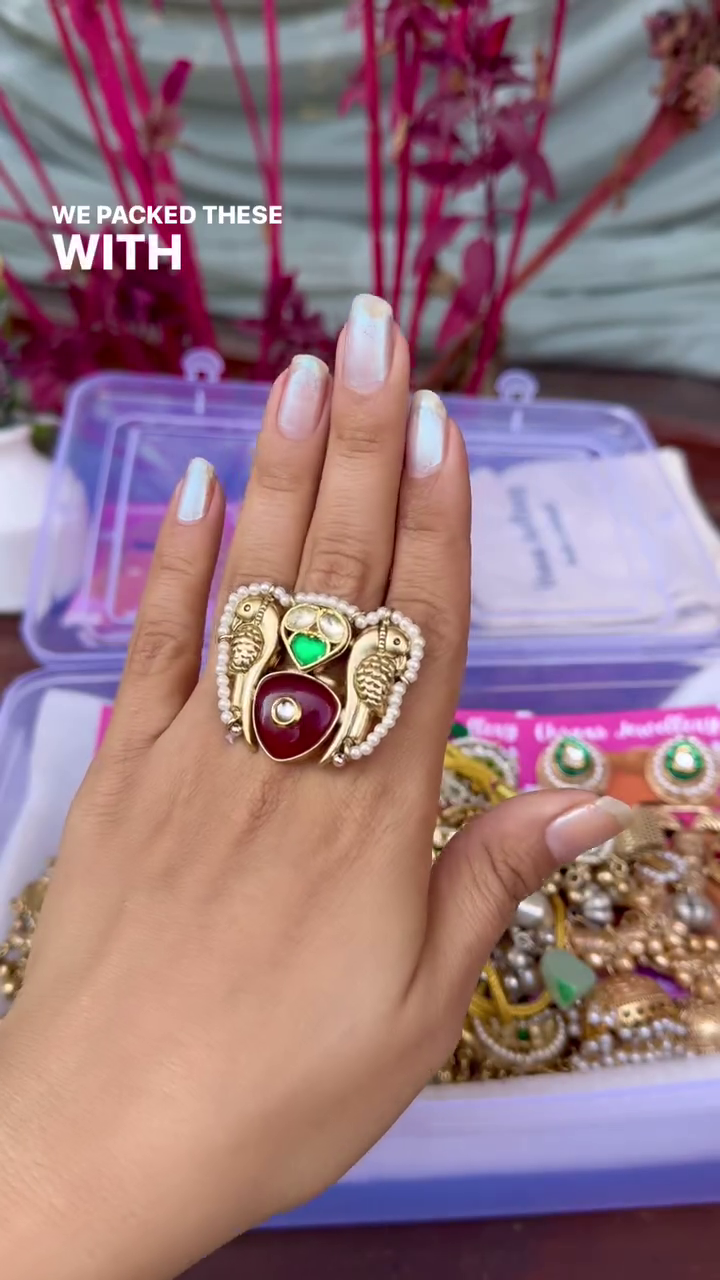 Exquisite Gold-Toned Jhumka Earrings with Kundan, Gemstones, and Pearl Details