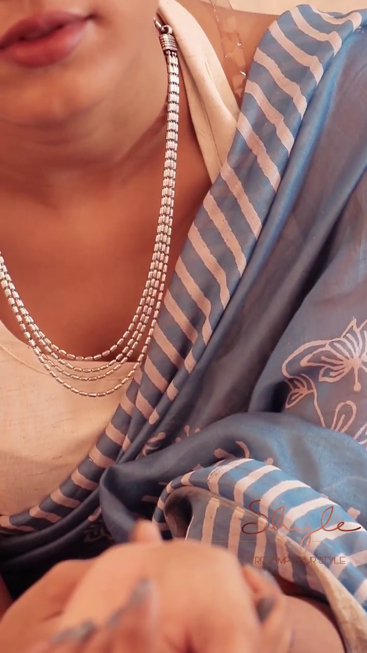 Elegant Silver-Toned Multi-Strand Necklace with Textured Finish