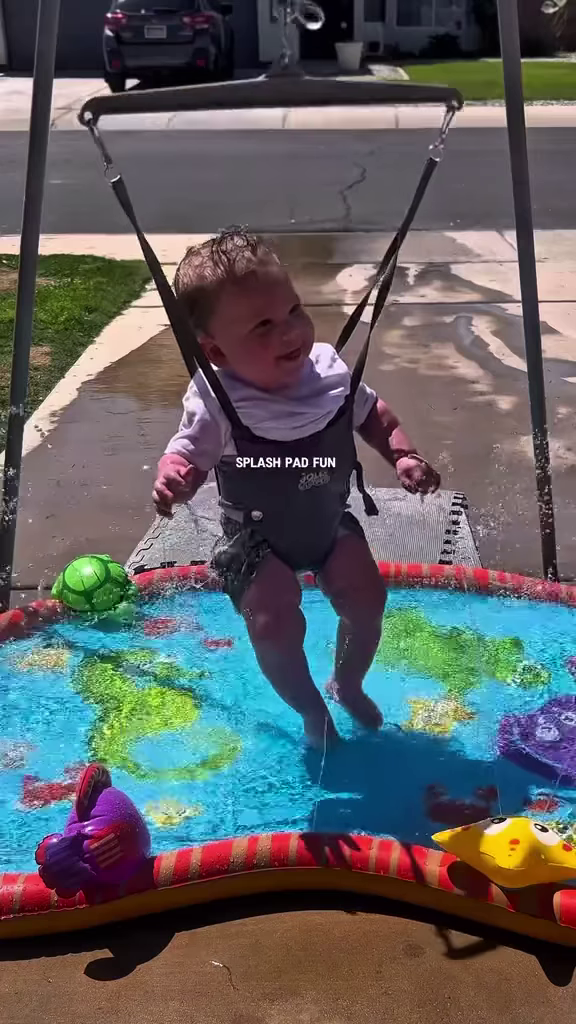 Outdoor Baby Bouncer Swing with Inflatable Water Splash Pad