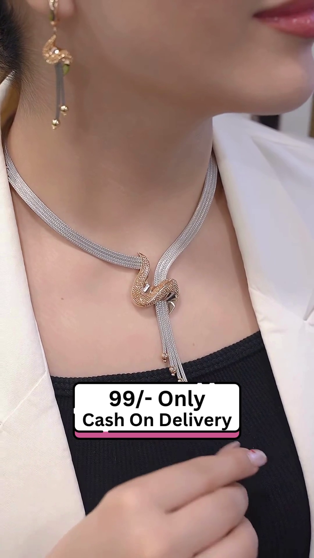 Elegant Gold-Toned Snake Chain Necklace for Layering