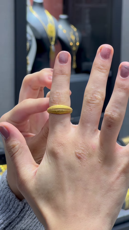 Unique Gold-Toned Almond-Shaped Statement Ring