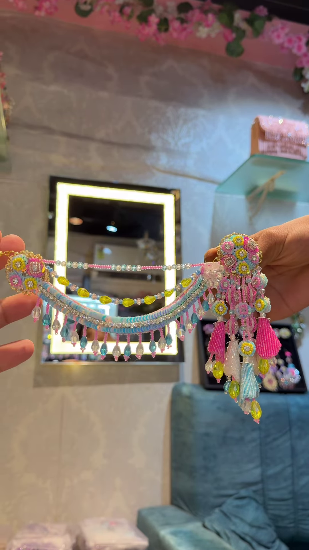 Vibrant Multi-Strand Maang Tikka with Colorful Beads and Tassel Drops