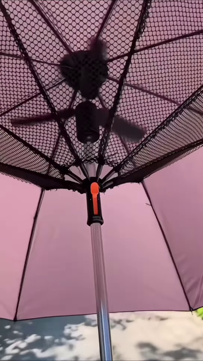 Innovative UV-Protection Umbrella with Built-In Fan and Mesh Canopy – Ultimate Cooling Shade for Summer