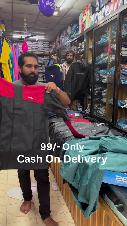 Men’s Lightweight Waterproof Rain Jacket – Windbreaker with Hood & Zippered Front for All-Season Protection