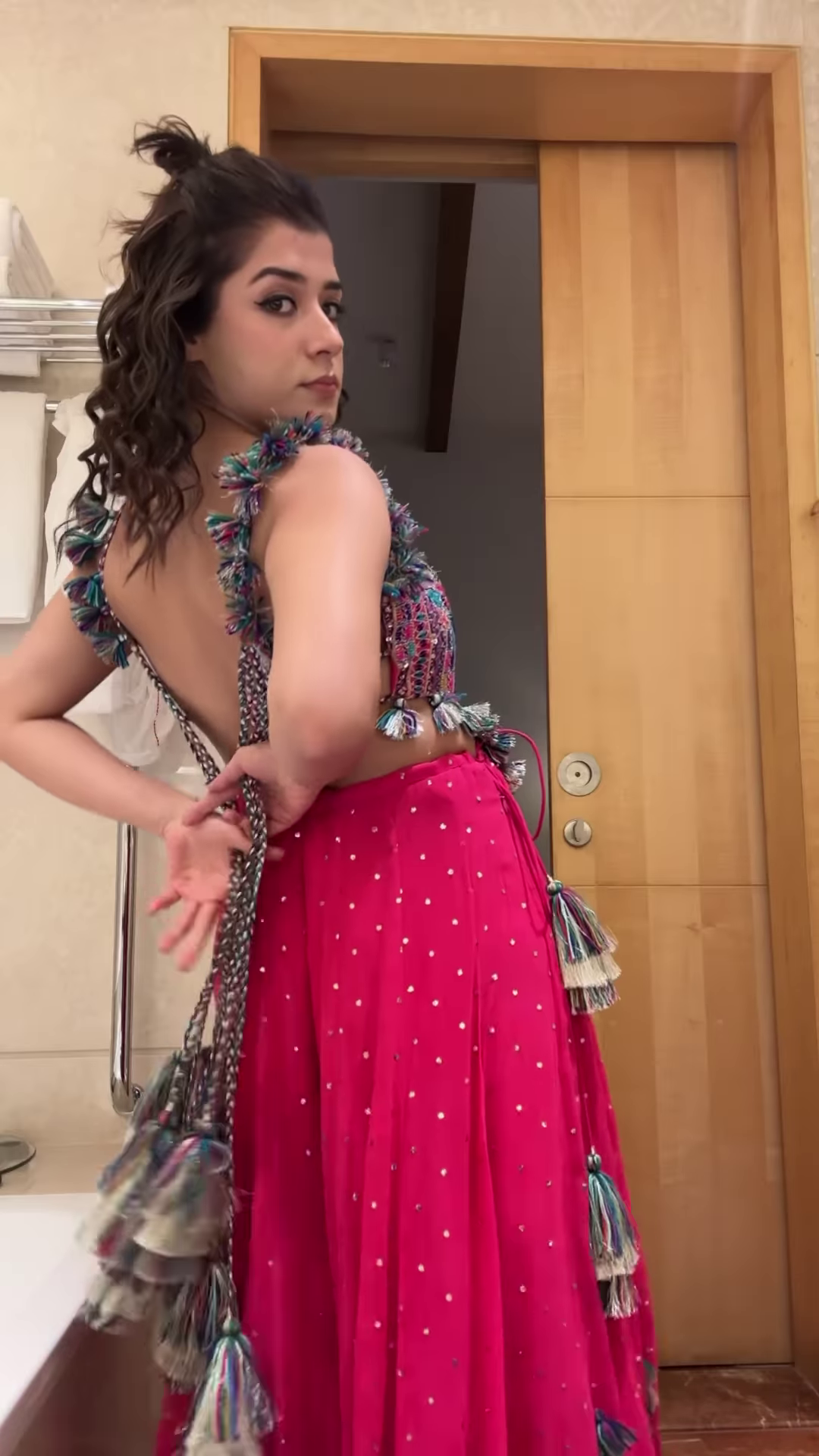 Mirror Work Tassel Embellished Crop Top & Sharara Set – Vibrant Navratri & Garba Look for Festive Nights