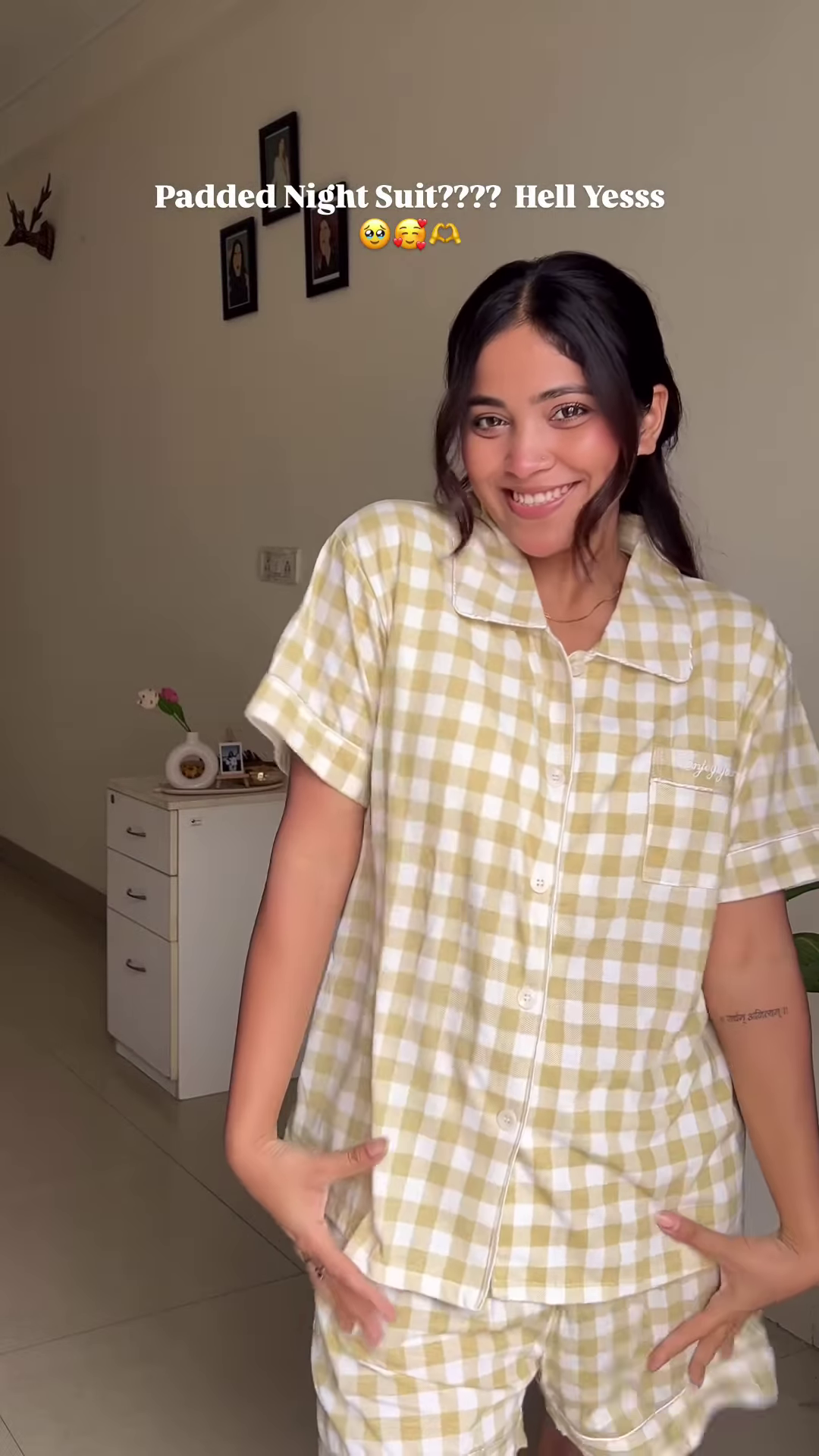 Padded Cotton Night Suit – Yellow Gingham Co-Ord Set for Ultimate Comfort & Style