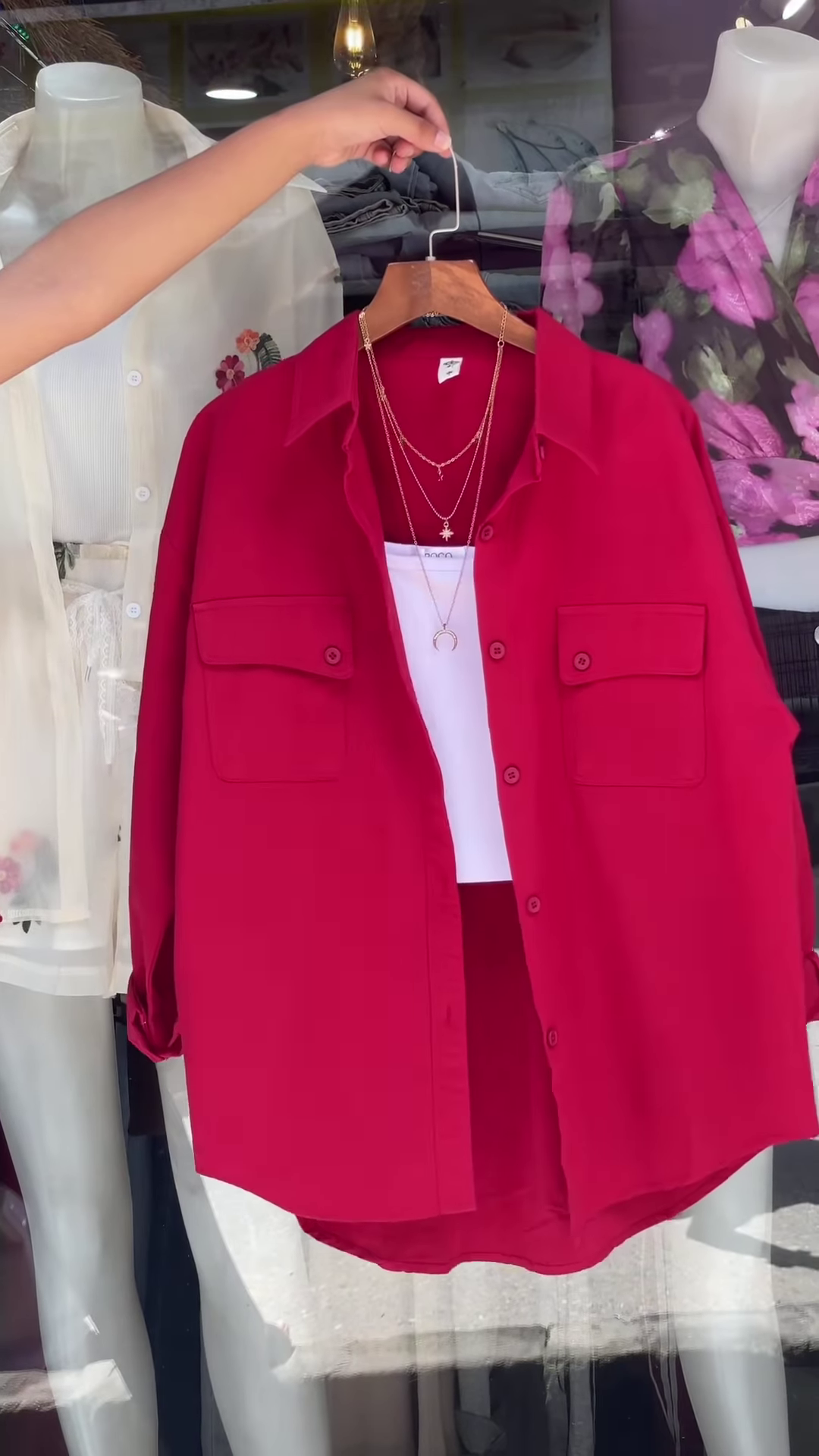 Vibrant Green Oversized Button-Down Shirt – Women’s Stylish Casual Top with Pockets