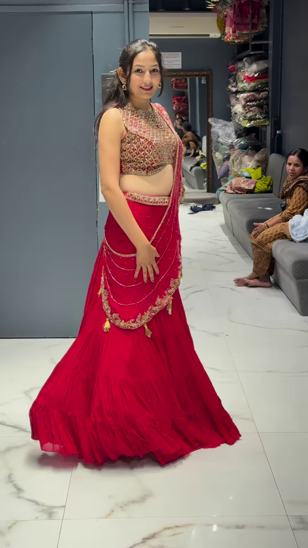 Women’s Regal Red Embroidered Lehenga Choli with Dupatta – Festive & Bridal Ethnic Wear