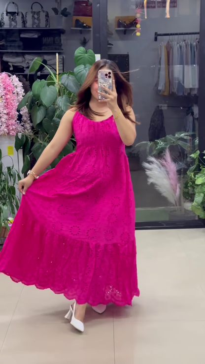 Women’s White Floral Cut-Out Maxi Dress – Ethereal Boutique-Style Occasion Wear